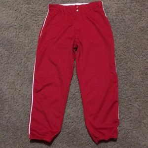 Magestic Ladies Red Sz M softball pants with elastic waist approx. 12” across.